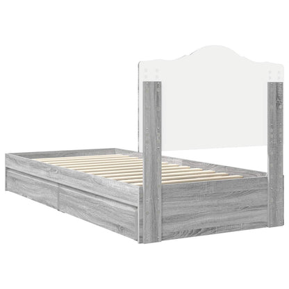 vidaXL Storage Bed with Drawer Grey Sonoma 70 x 190 cm Engineered Wood