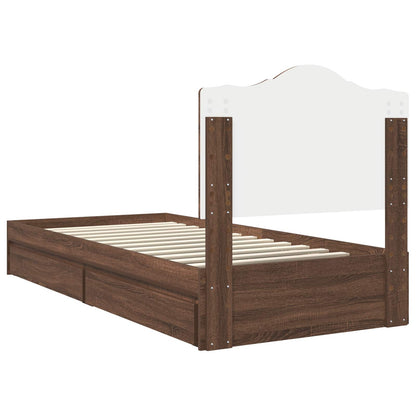 vidaXL Storage Bed with Drawer Brown Oak 70 x 190 cm Engineered Wood