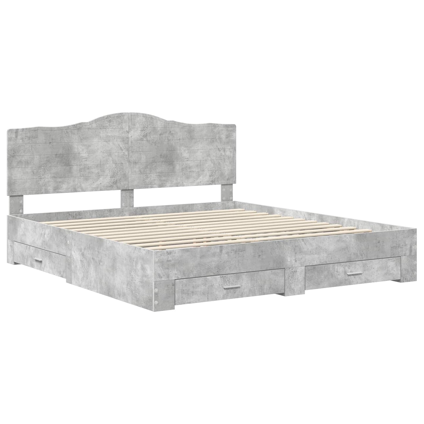 vidaXL Bed Frame Concrete Grey 200 x 200 cm Engineered Wood