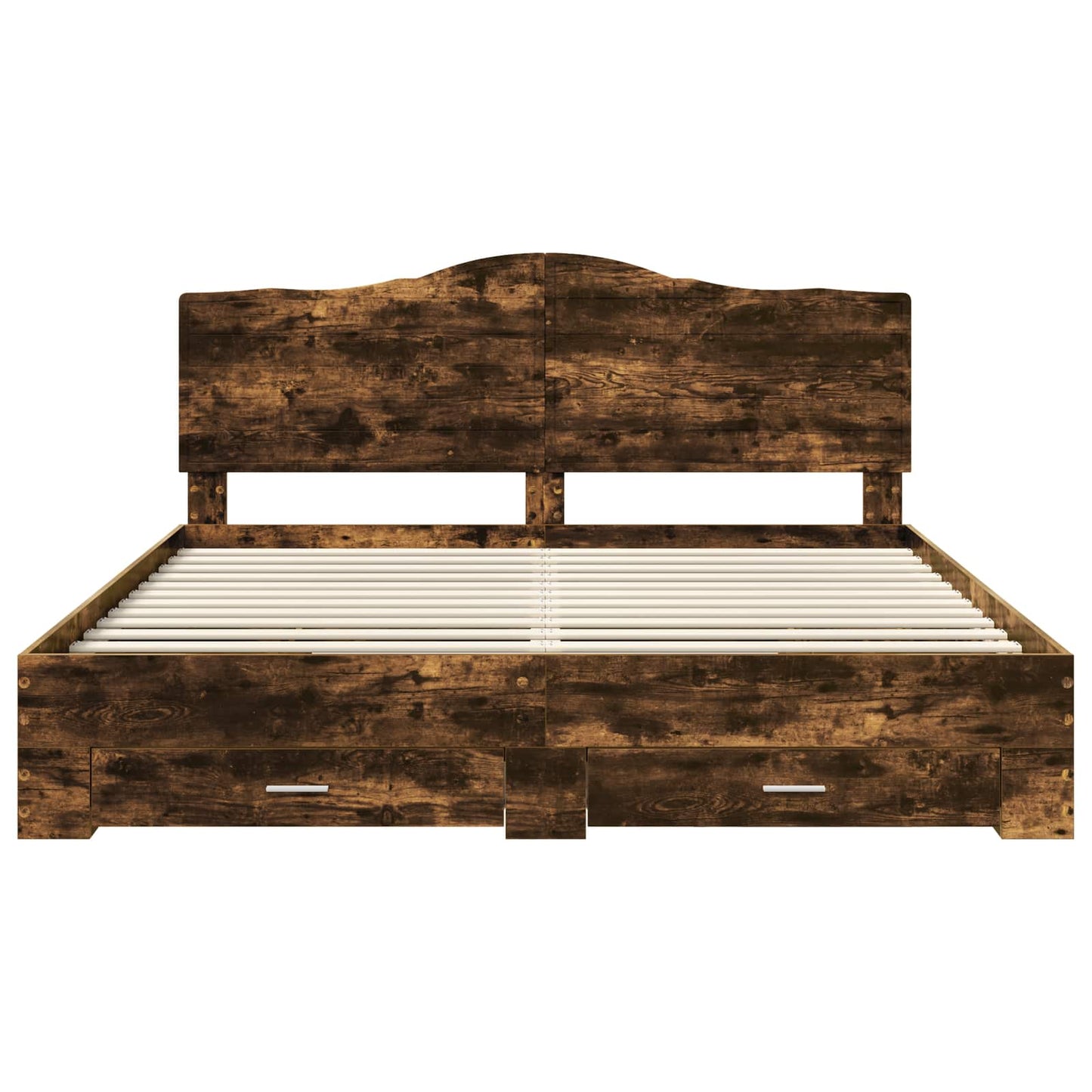 vidaXL Bed Frame with Drawer Smoked Oak 200 x 200 cm Engineered Wood