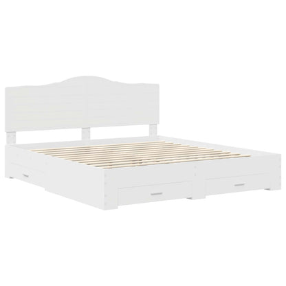 vidaXL Bed Frame with Headboard White 180 x 200 cm Engineered Wood