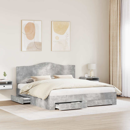 vidaXL Bed Frame Concrete Grey 180 x 200 cm Engineered Wood