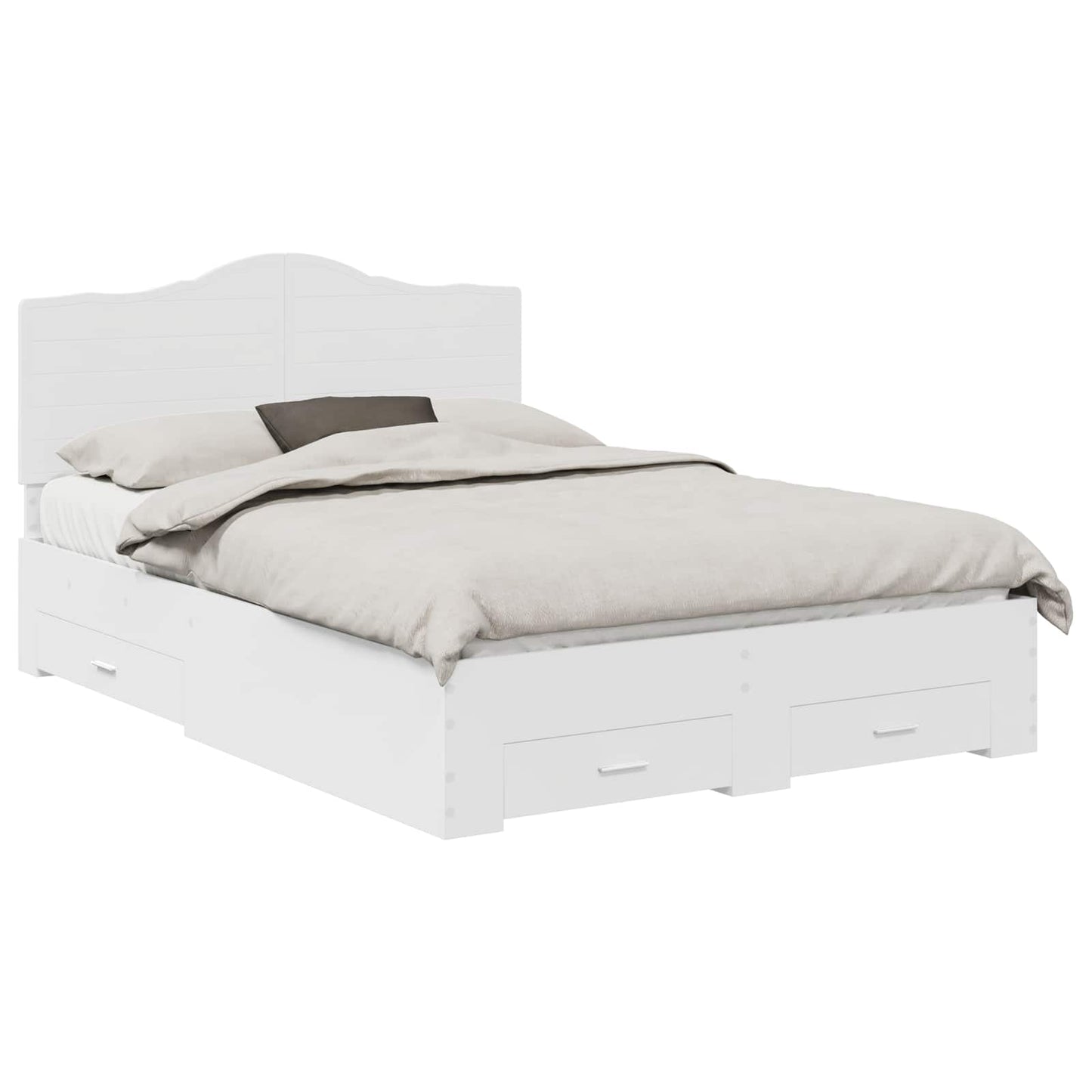 vidaXL Bed Frame with Headboard White 160 x 200 cm Engineered Wood