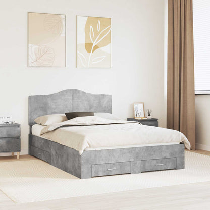 vidaXL Bed Frame Concrete Grey 160 x 200 cm Engineered Wood