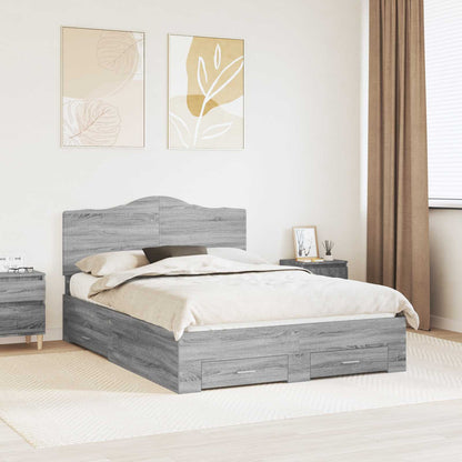 vidaXL Bed Frame with Drawer Grey Sonoma 160 x 200 cm Engineered Wood