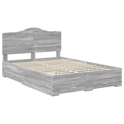 vidaXL Bed Frame with Drawer Grey Sonoma 160 x 200 cm Engineered Wood