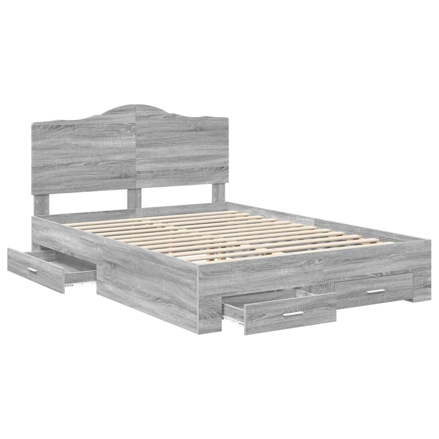 vidaXL Bed Frame with Drawer Grey Sonoma 160 x 200 cm Engineered Wood