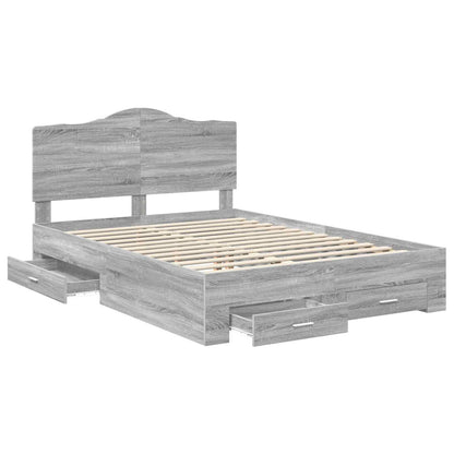 vidaXL Bed Frame with Drawer Grey Sonoma 160 x 200 cm Engineered Wood