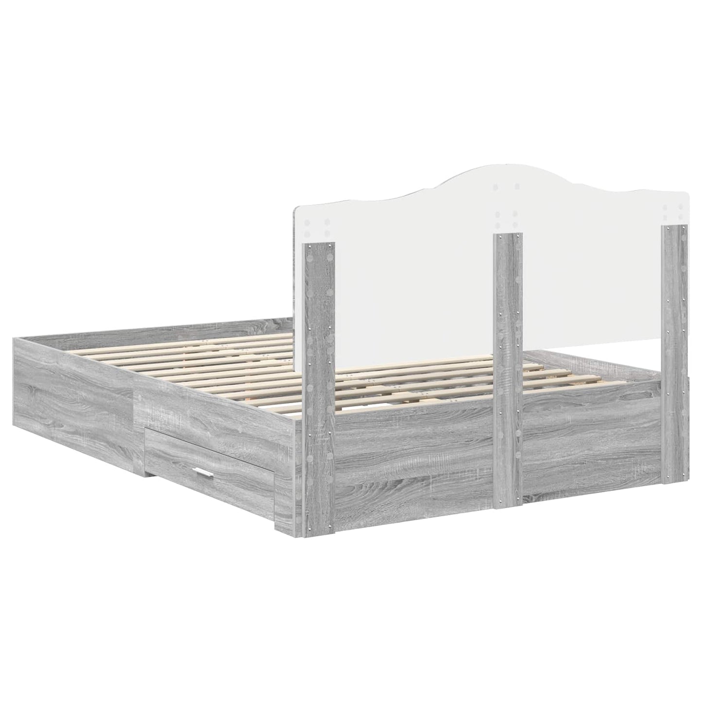 vidaXL Bed Frame with Drawer Grey Sonoma 160 x 200 cm Engineered Wood