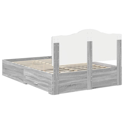 vidaXL Bed Frame with Drawer Grey Sonoma 160 x 200 cm Engineered Wood