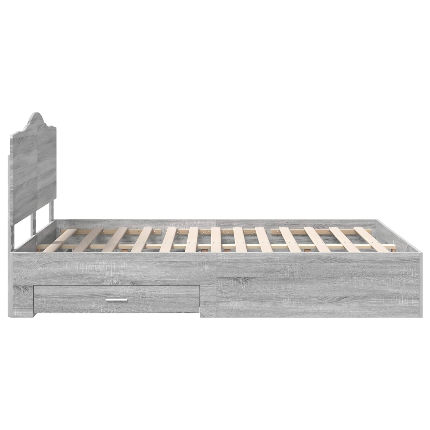 vidaXL Bed Frame with Drawer Grey Sonoma 160 x 200 cm Engineered Wood