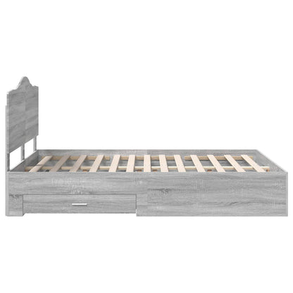 vidaXL Bed Frame with Drawer Grey Sonoma 160 x 200 cm Engineered Wood