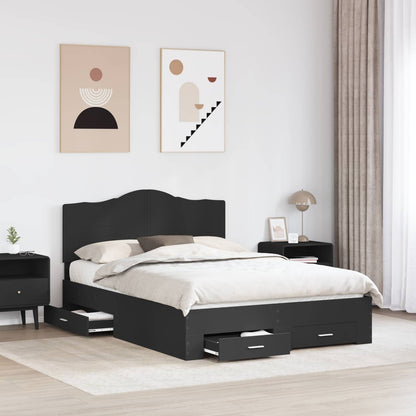 vidaXL Bed Frame with Headboard Black 150 x 200 cm Engineered Wood