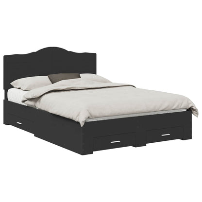vidaXL Bed Frame with Headboard Black 150 x 200 cm Engineered Wood