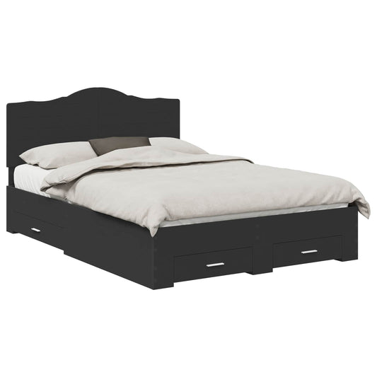 vidaXL Bed Frame with Headboard Black 150 x 200 cm Engineered Wood