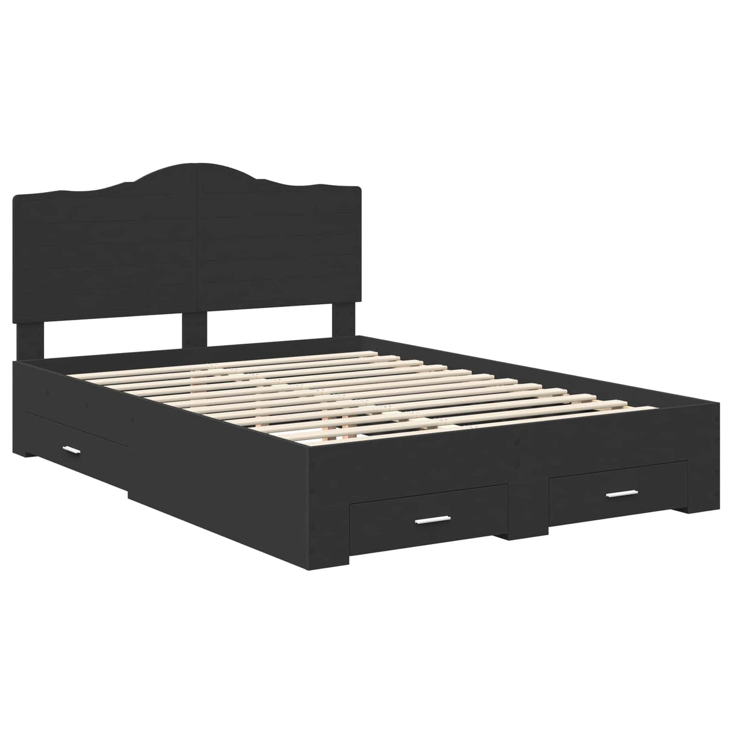 vidaXL Bed Frame with Headboard Black 150 x 200 cm Engineered Wood