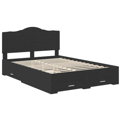 vidaXL Bed Frame with Headboard Black 150 x 200 cm Engineered Wood