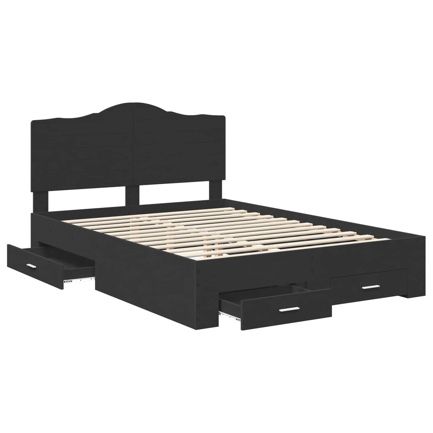 vidaXL Bed Frame with Headboard Black 150 x 200 cm Engineered Wood