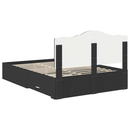 vidaXL Bed Frame with Headboard Black 150 x 200 cm Engineered Wood