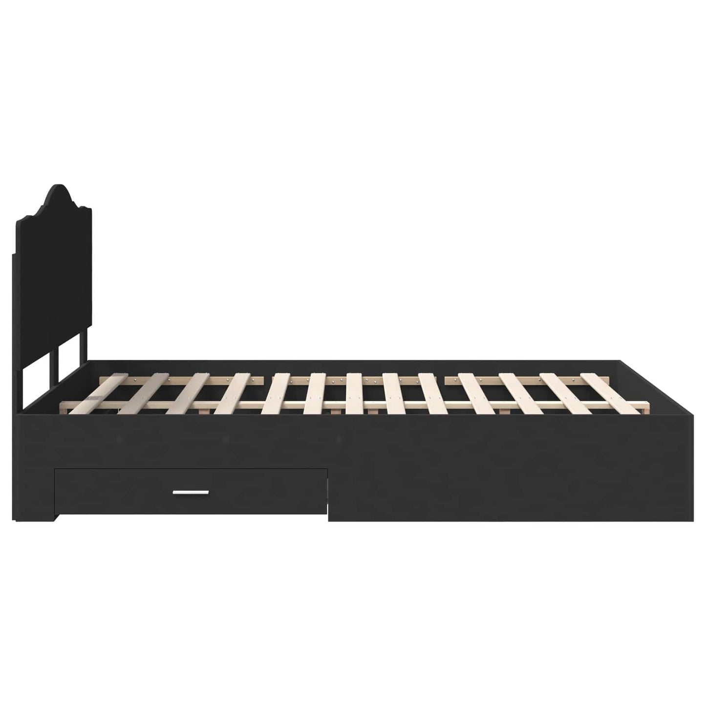 vidaXL Bed Frame with Headboard Black 150 x 200 cm Engineered Wood