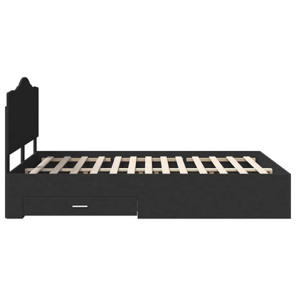 vidaXL Bed Frame with Headboard Black 150 x 200 cm Engineered Wood