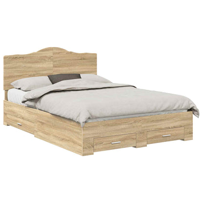 vidaXL Bed Frame with Drawer Sonoma Oak 150 x 200 cm Engineered Wood