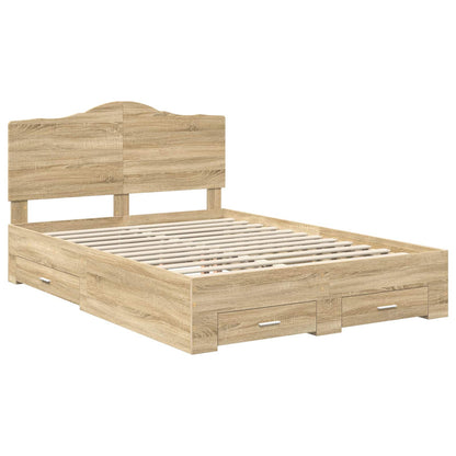 vidaXL Bed Frame with Drawer Sonoma Oak 150 x 200 cm Engineered Wood
