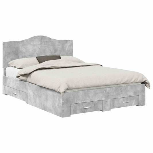 vidaXL Bed Frame Concrete Grey 150 x 200 cm Engineered Wood