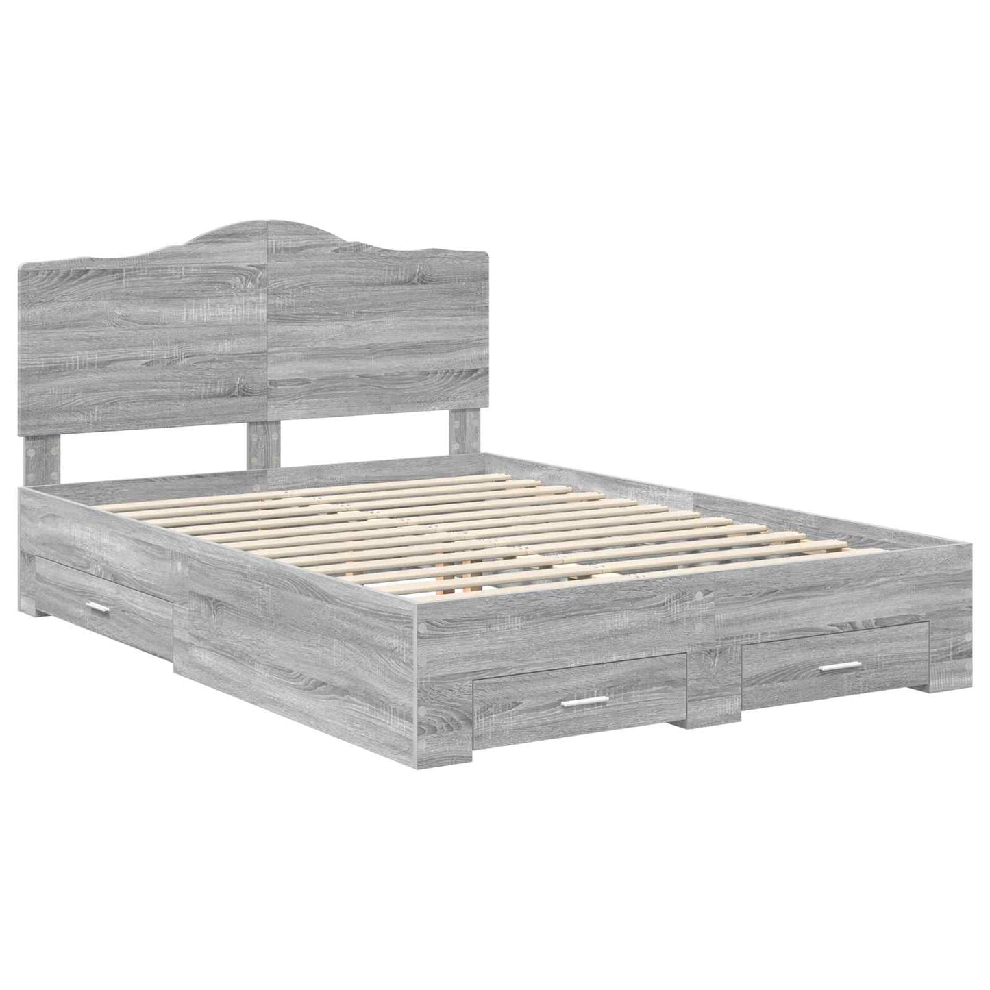 vidaXL Bed Frame with Drawer Grey Sonoma 150 x 200 cm Engineered Wood