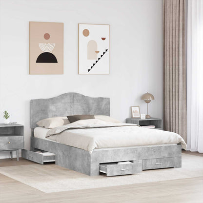 vidaXL Bed Frame Concrete Grey 140 x 200 cm Engineered Wood