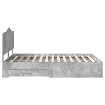 vidaXL Bed Frame Concrete Grey 140 x 200 cm Engineered Wood