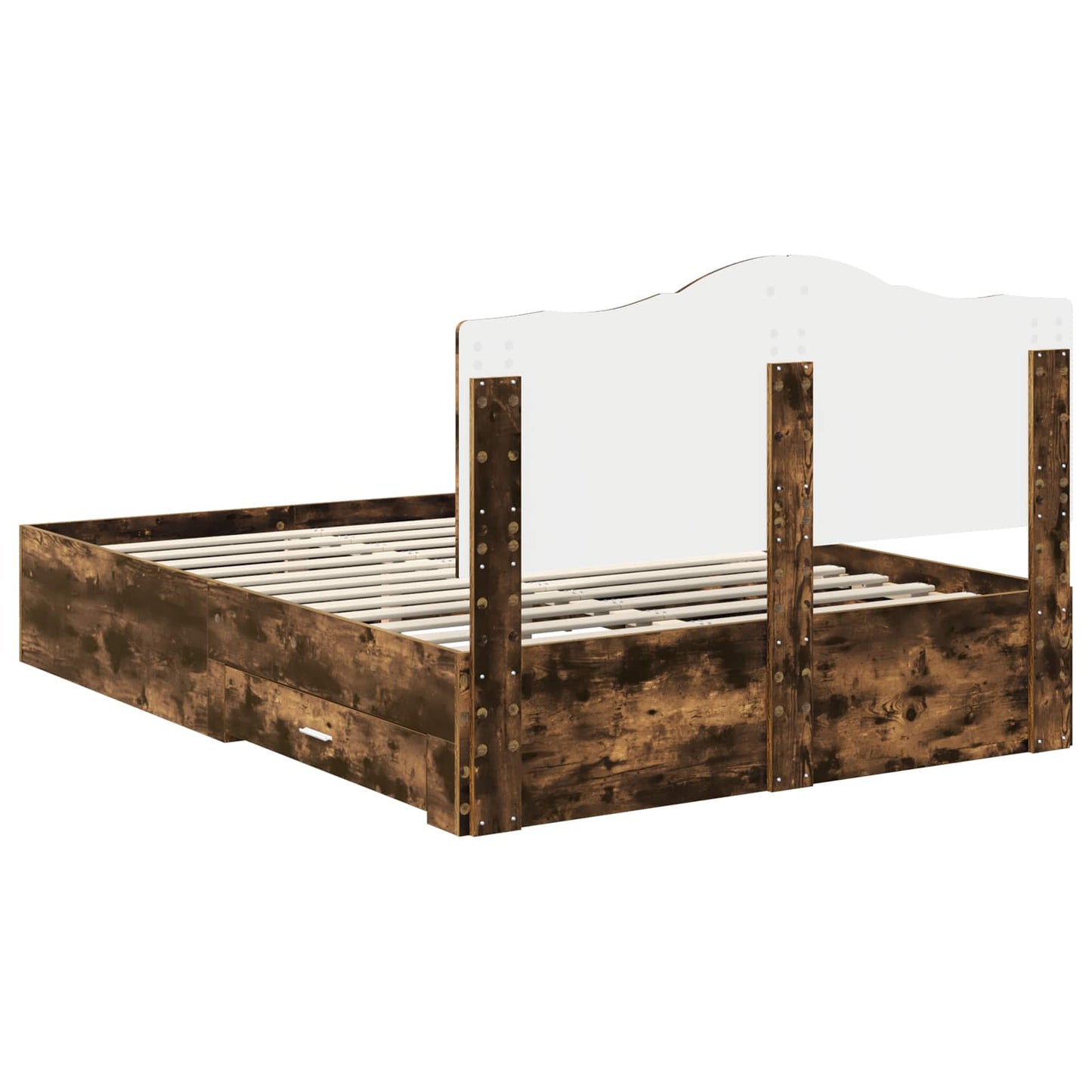 vidaXL Bed Frame with Drawer Smoked Oak 140 x 200 cm Engineered Wood