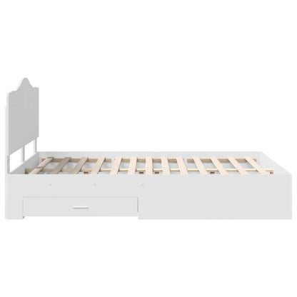 vidaXL Bed Frame with Headboard White 140 x 190 cm Engineered Wood