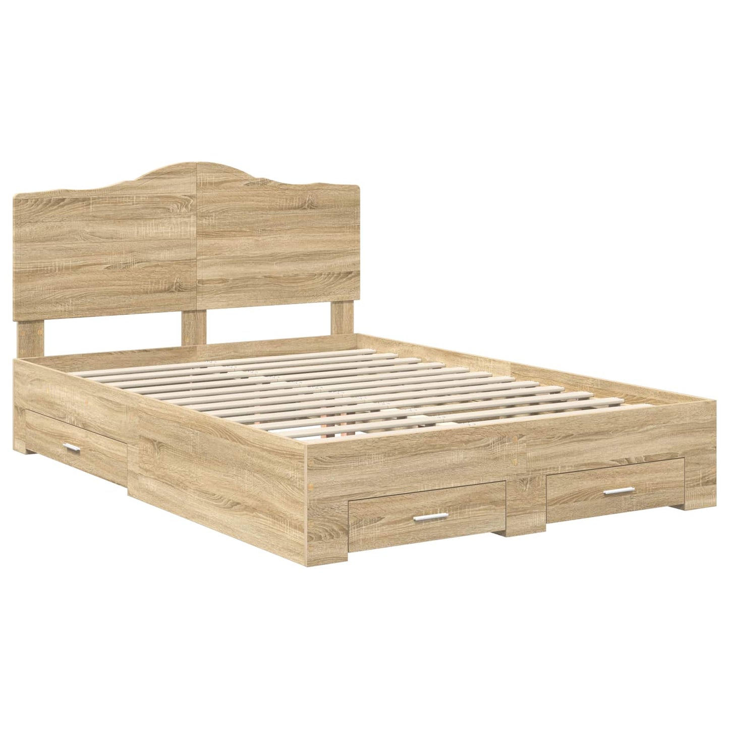 vidaXL Bed Frame with Drawer Sonoma Oak 140 x 190 cm Engineered Wood