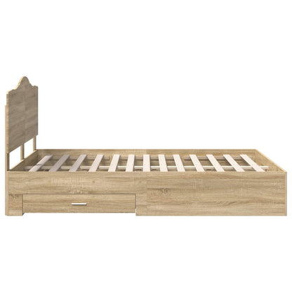 vidaXL Bed Frame with Drawer Sonoma Oak 140 x 190 cm Engineered Wood