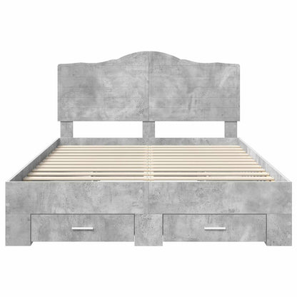 vidaXL Bed Frame Concrete Grey 140 x 190 cm Engineered Wood