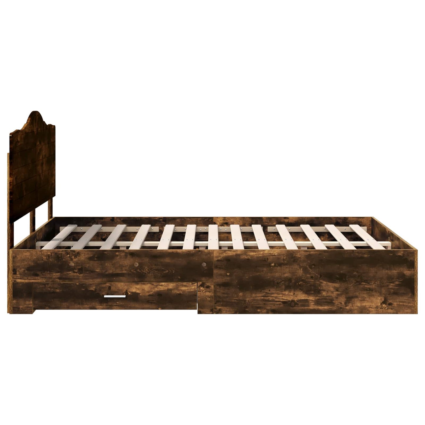 vidaXL Bed Frame with Drawer Smoked Oak 140 x 190 cm Engineered Wood