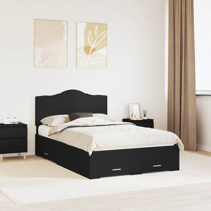 vidaXL Bed Frame with Headboard Black 135 x 190 cm Engineered Wood