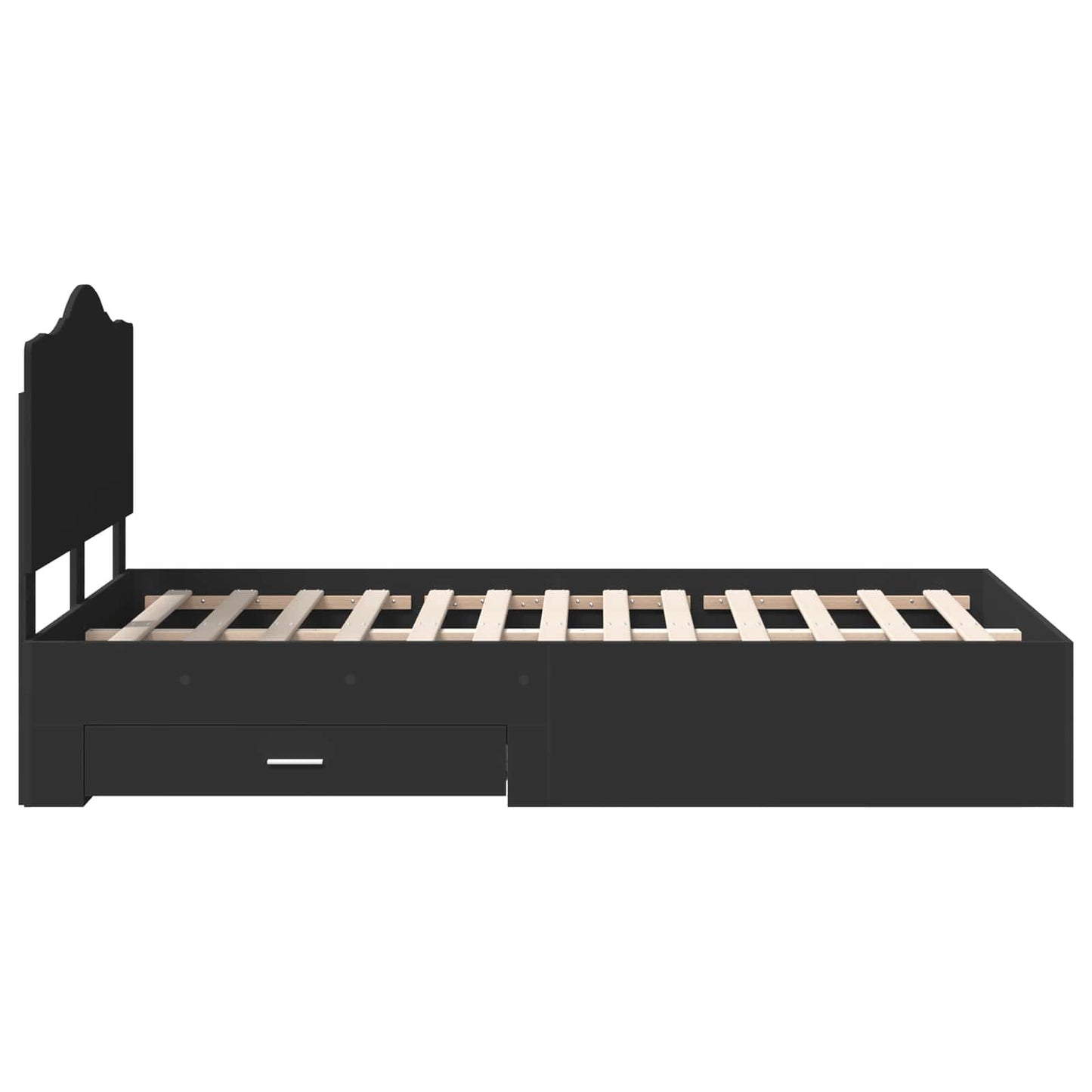 vidaXL Bed Frame with Headboard Black 135 x 190 cm Engineered Wood