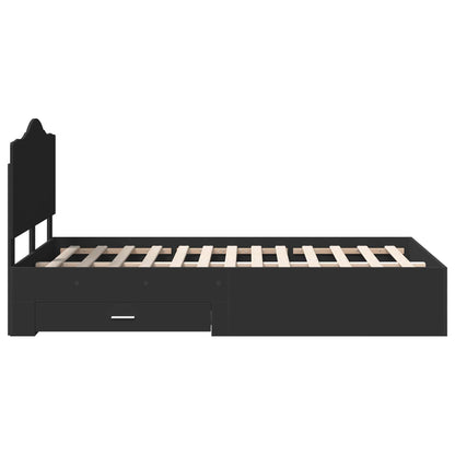 vidaXL Bed Frame with Headboard Black 135 x 190 cm Engineered Wood