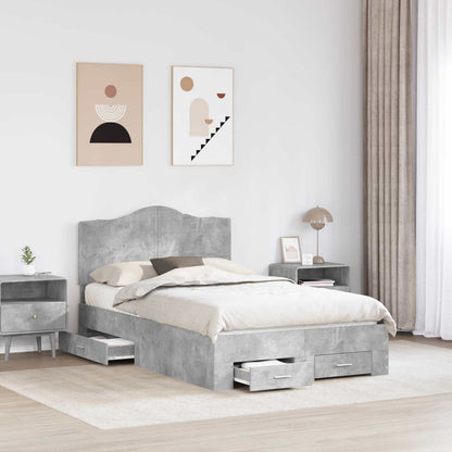 vidaXL Bed Frame Concrete Grey 135 x 190 cm Engineered Wood