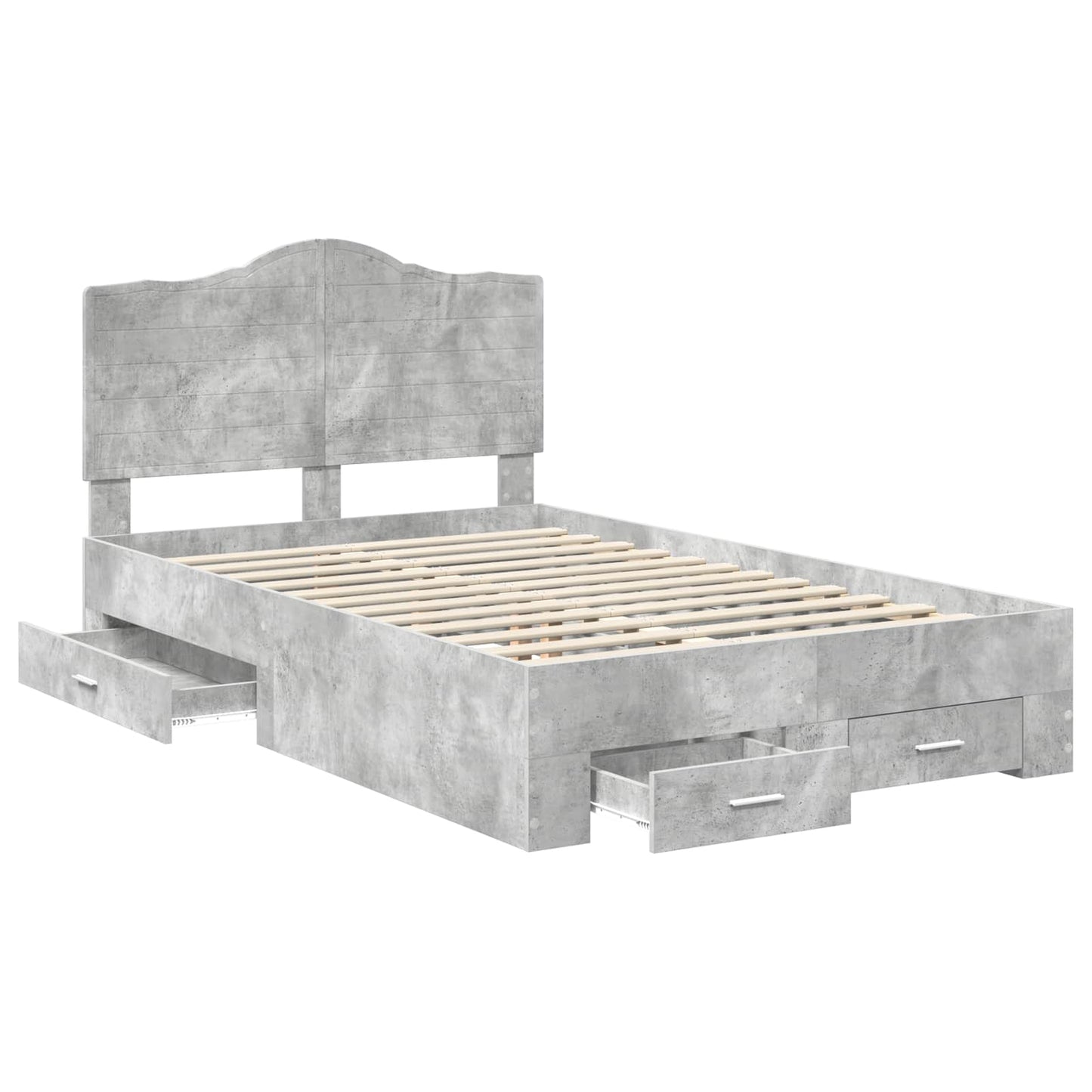 vidaXL Bed Frame Concrete Grey 135 x 190 cm Engineered Wood
