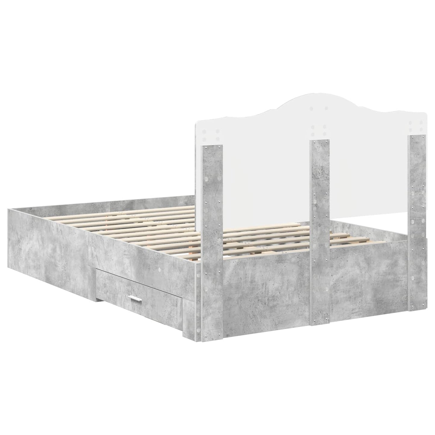 vidaXL Bed Frame Concrete Grey 135 x 190 cm Engineered Wood