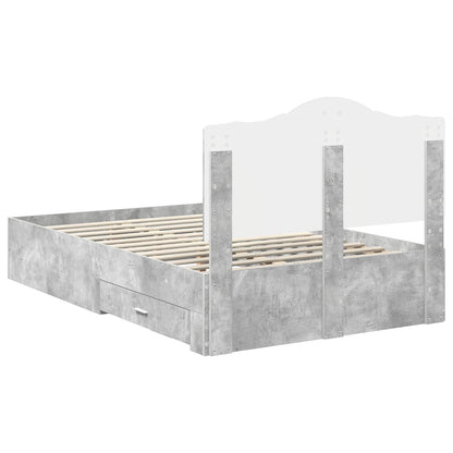 vidaXL Bed Frame Concrete Grey 135 x 190 cm Engineered Wood