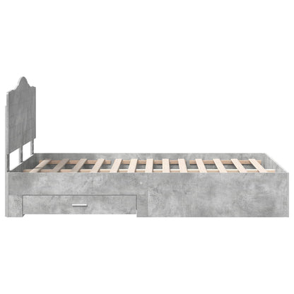vidaXL Bed Frame Concrete Grey 135 x 190 cm Engineered Wood