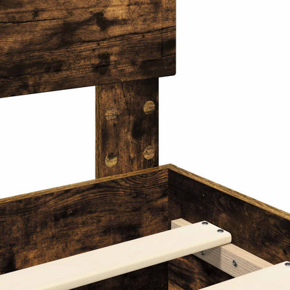 vidaXL Bed Frame with Drawer Smoked Oak 135 x 190 cm Engineered Wood