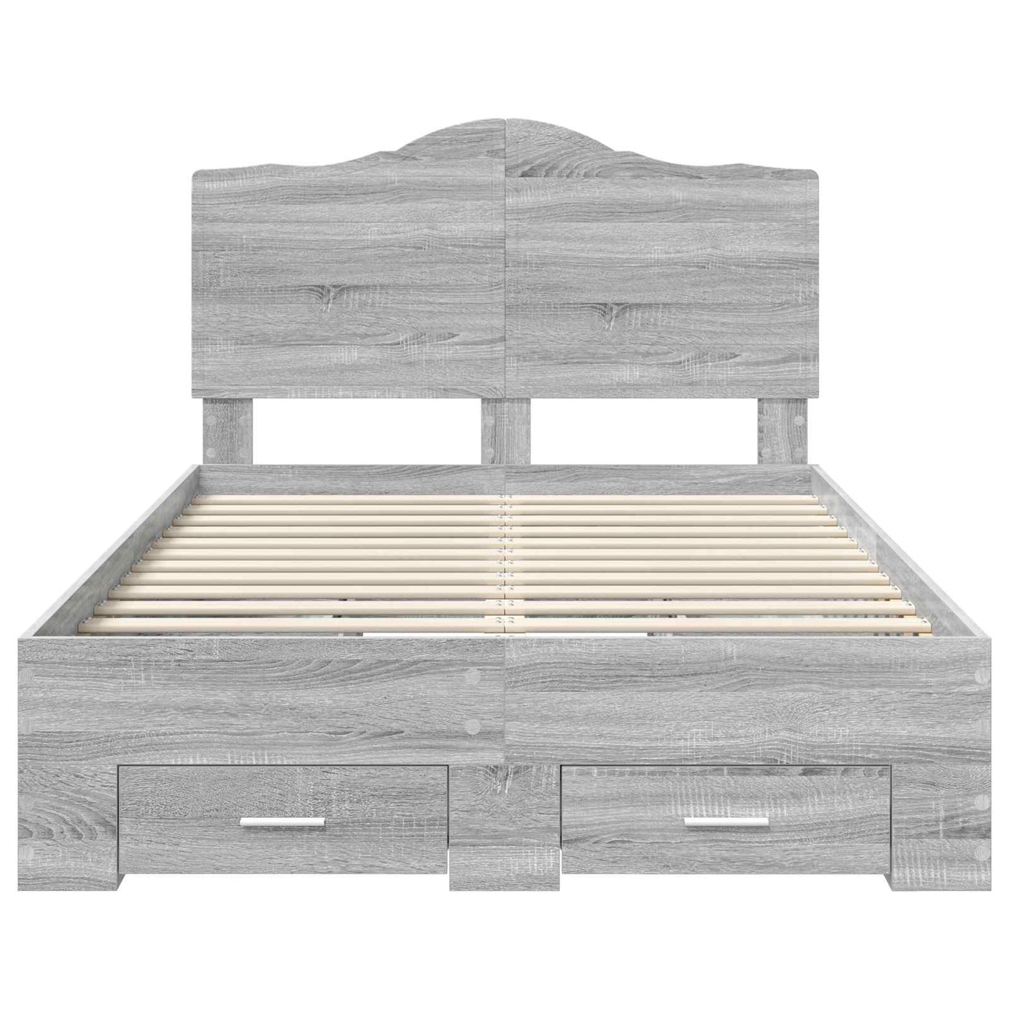 vidaXL Bed Frame with Drawer Grey Sonoma 135 x 190 cm Engineered Wood