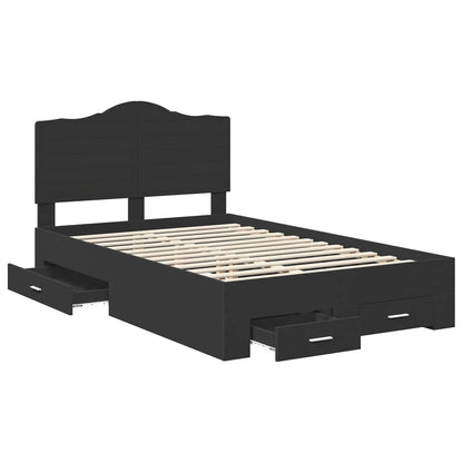 vidaXL Bed Frame with Headboard Black 120 x 200 cm Engineered Wood