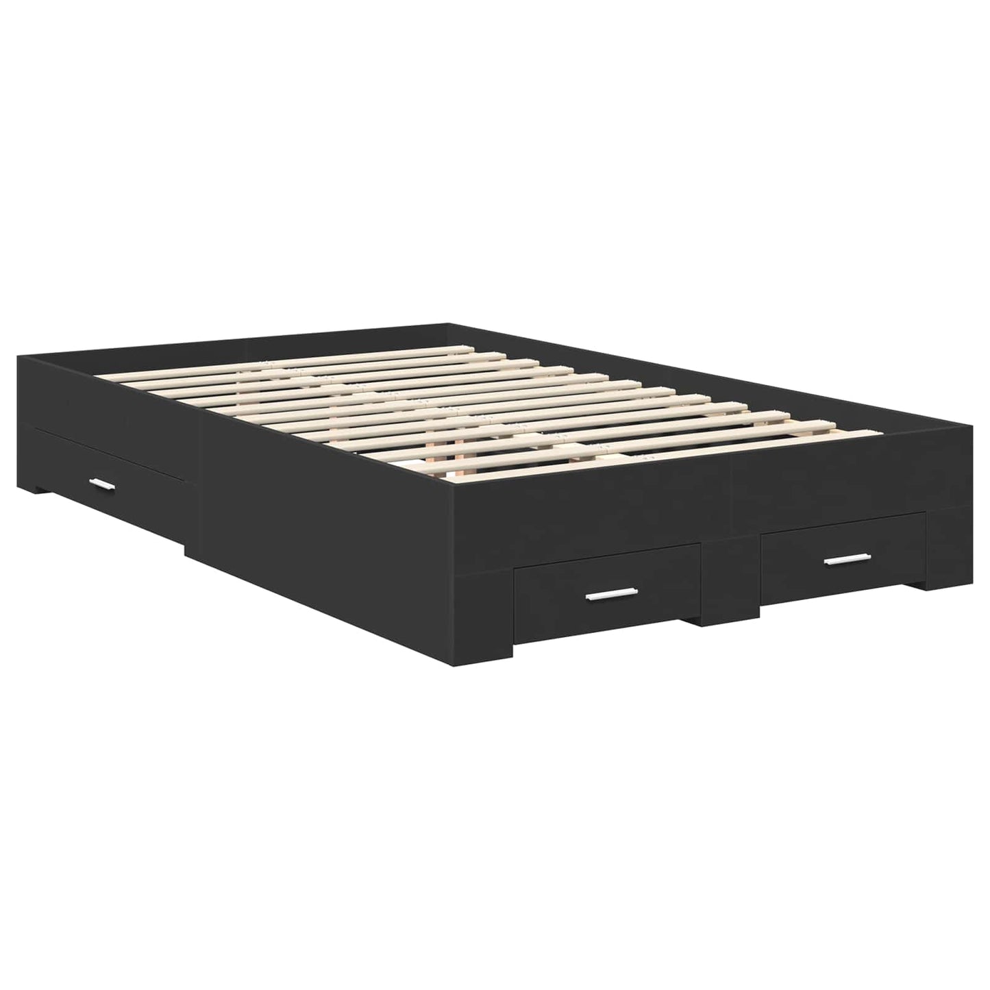 vidaXL Bed Frame with Headboard Black 120 x 200 cm Engineered Wood