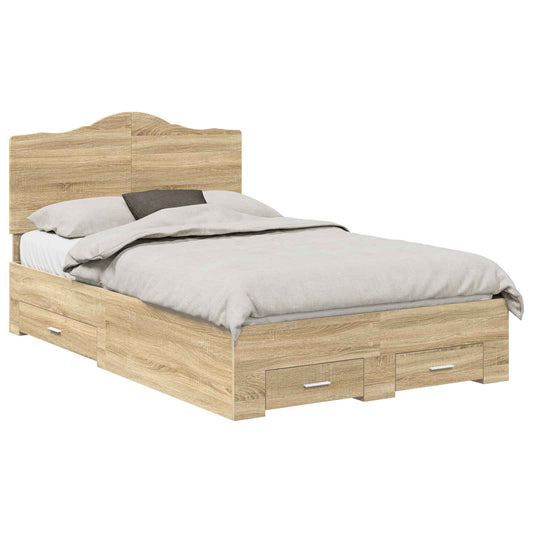 vidaXL Bed Frame with Drawer Sonoma Oak 120 x 200 cm Engineered Wood